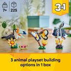 LEGO Creator 3 in 1 Wild Animals: Tropical Toucan Building Toy for Kids- Jungle Building Blocks & Learning Toy for Girls & Boys, Ages 7+ - Build 3 Animal Toys in 1 Set - Gift for Birthdays - 31173