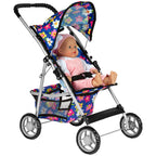 fash n kolor® - Doll Stroller My First Baby Doll Strollers Toy - Flower Design with Basket in The Bottom - Dolls to Play Baby Doll Stroller for Girls, Toddler Play Toy Doll Buggy Carriage Foldable