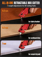 VOTREK Utility Knife Set | Retractable Box Cutter with【Blade Storage】| All Metal Heavy-Duty Cutting for Cardboard, Carpet, Plastic | Includes Razor Knives 2Pack & Extra Quick Change Replacement Blades