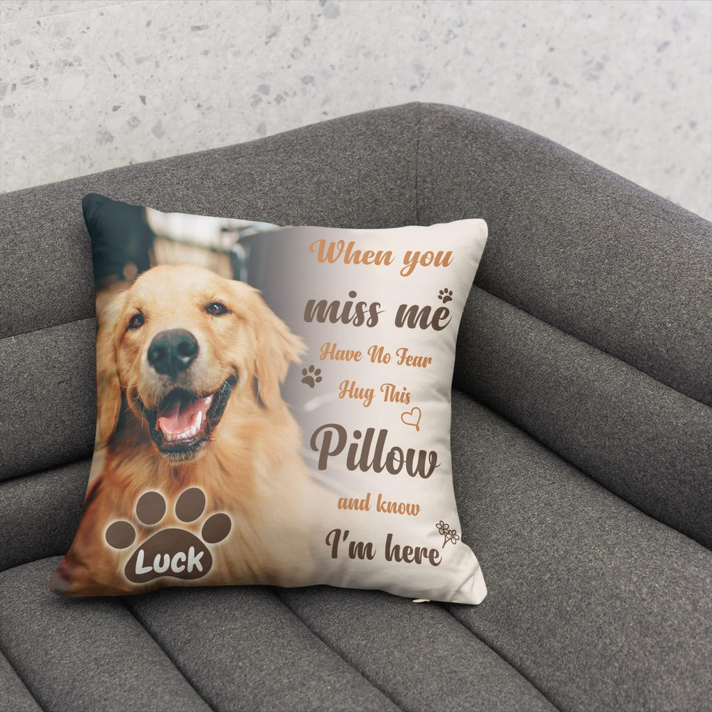 KOPPIE Custom Pet Memorial Throw Pillow with Photo, Personalized Sympathy Gifts for Dog Cat Loss, Pet Memorial Gifts for Pet Loss, Birthday, Christmas, (16x16 Inch)