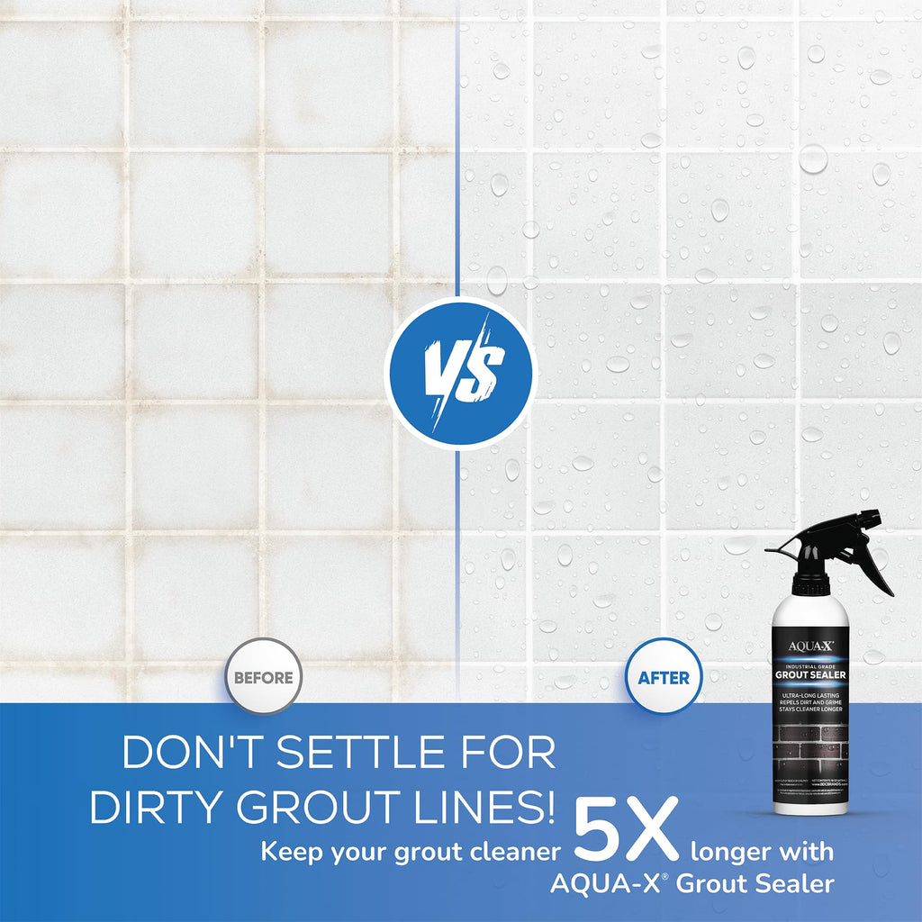 AQUA-X 16 Oz. Grout Sealer, Clear Grout and Tile Sealer, Natural Finish, Professional Grade, Indoor & Outdoor, Fast Dry and Long Lasting Protection