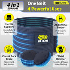BLITZU Umbilical Hernia Belt for Men & Women, Abdominal Binder Adjustable Truss Support with 2 Compression Pads for Naval, Ventral, Incisional, Epigastric, Belly Button Hernias, Pre Post Surgery S-M