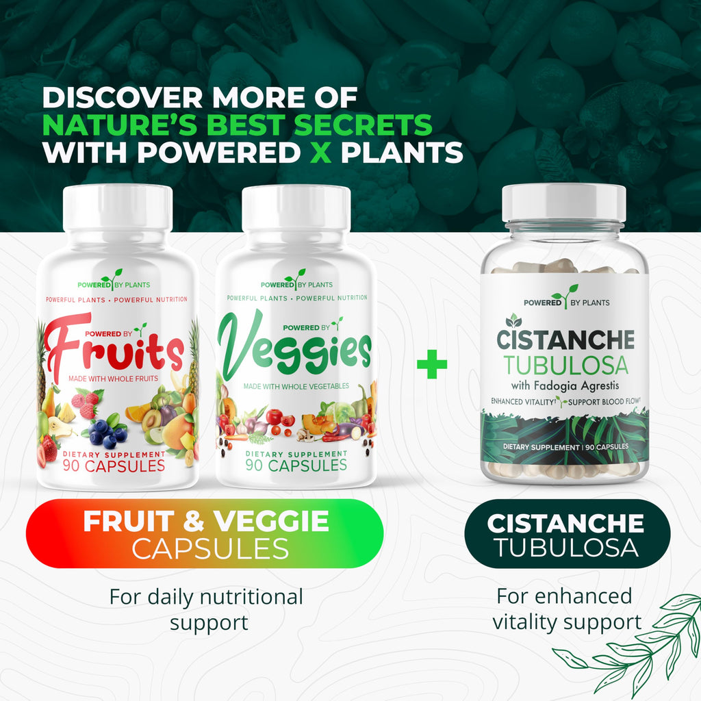 POWERED X PLANTS Fruits & Veggies Capsules - Natural Superfood Packed with Vitamins & Minerals - Fruit & Vegetable Supplements for Adults Pack of 6, 90 Capsules Each
