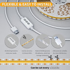 PAUTIX 5V USB LED Strip Light 6.56ft/2m, 640LEDs 1200lm Dimmable COB LED Strip 6000K Daylight White CRI90+ USB Powered Backlight for Sewing Machine,Mirror, Cabinet, Wardrobe, DIY Lighting Project