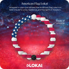 Lokai American Flag Beaded Silicone Bracelet for Women & Men, XL Jewelry