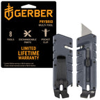 Gerber Gear Prybrid Utility Knife with Pocket Clip, Box Cutter Retractable Blade, Heavy Duty Utility Razor with Pry Bar, Bottle Opener, and Wire Stripper, Multi tool Pocket Knife, Blue with Clip