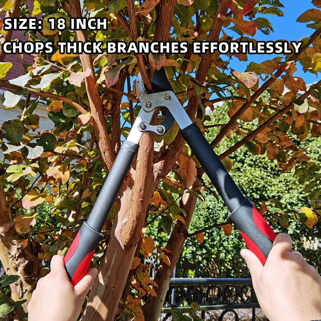 YRTSH Lopper Heavy Duty Branch Cutter Tree Clippers with Compound Action, Chops Thick Branch Ease, Garden Loppers Pruning, 18 Inch Tree Trimmer with 1.6” Clean Cut Capacity (18 Inch)