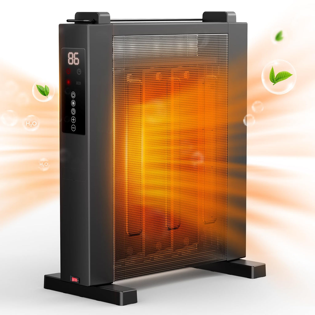 Air Choice 1500W Convection Heater, Mica Infrared Space Heater for Large Room, Thermostat, Remote, 12H Timer, Child Lock, Overheat & Tip-Over Protection, Eco, Portable Heater for Bedroom Office Garage