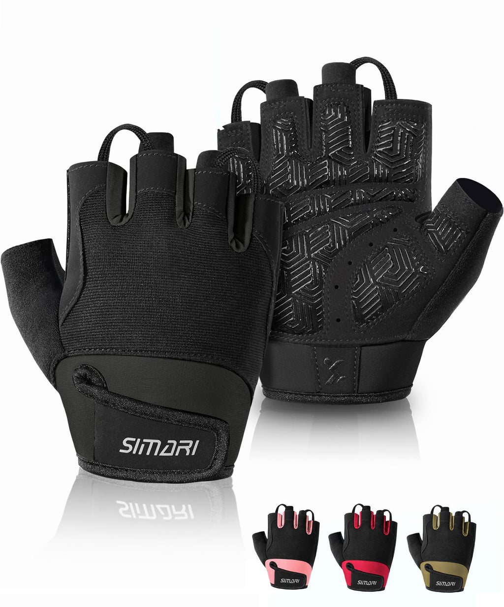 SIMARI Breathable Workout Gloves for Men & Women, Weight Lifting Gloves with Padded, Grip, Full Palm Protection, Gift for Gym Exercise, Cycling, Weightlifting Training, Fitness, Black, Size XS