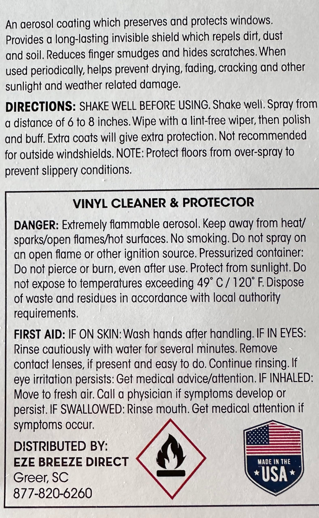 Vinyl Cleaner and Preserver, 15oz EZE Breeze