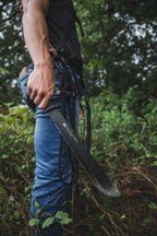 Hooyman Bush Machete with Heavy Duty Construction, Ergonomic No-Slip Handle and Belt Sheath for Gardening, Land Management, Bushcraft, Hunting and Outdoor , Black/Green
