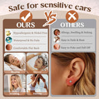 Jstyle Hypoallergenic 14k Gold Plated Stud Hoop Earrings for Women Surgical Stainless Steel Flat Back Earrings Small Stack Hoops Cartilage Earring Set for Multiple Piercing Jewelry Gifts for Women C
