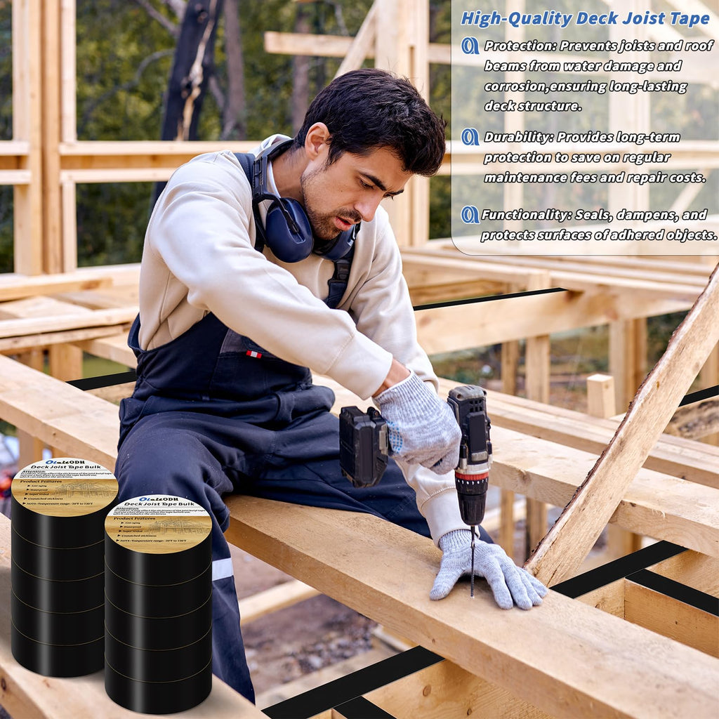 Oleitodh 10 Rolls Joist Tape Decks Bulk Flashing Tape for decking 2 Inch x 50' Weatherproof Butyl Sealant Deck Tape Joist-Beam Joist Tape for Wood Joists Decks Roof