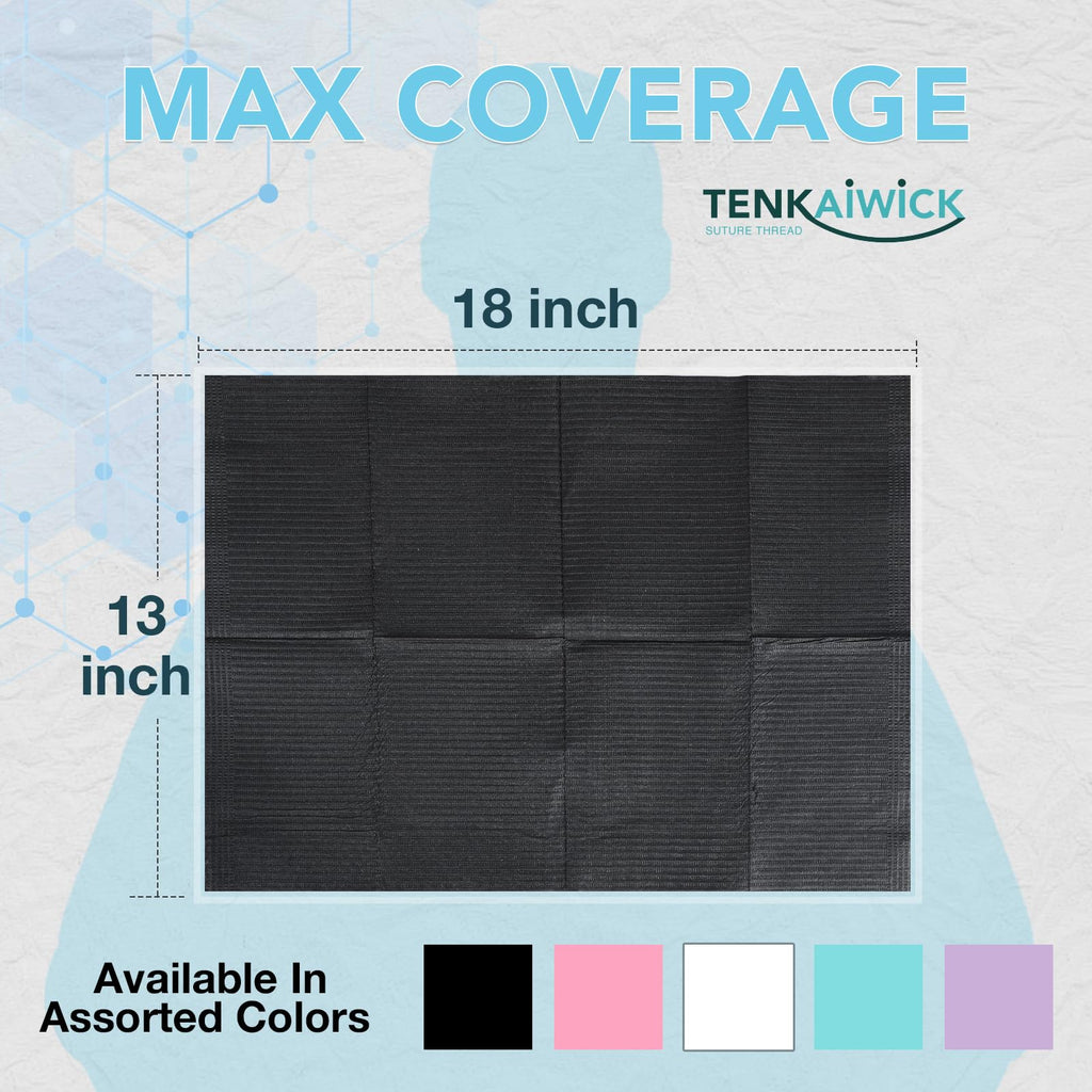 550 Pack Disposable Dental Bibs 13"x18", 3-Ply Waterproof Tattoo Bibs Sheet for Nail Salon, Dental Clinic, Feeding, Tattoo Shop (Black)