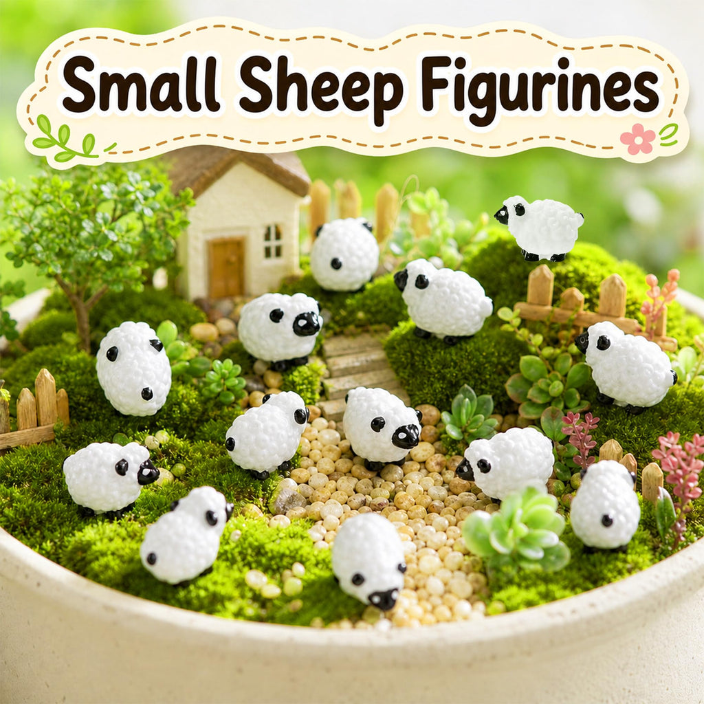 Bbiamsleep 105 Pcs Mini Sheep Figurines Miniature Plastic Sheep Figurines