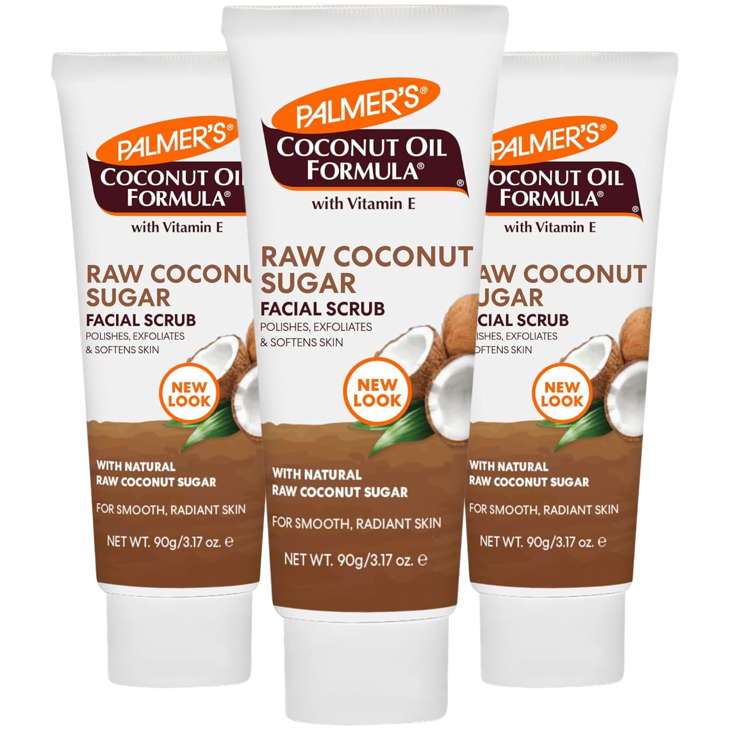 Palmer's Coconut Oil Formula Coconut Sugar Facial Scrub Exfoliator, Face Scrub to Gently Exfoliate Away Dirt and Dead Skin Cells with Chamomile to Soften & Calm, 3.17 Ounces (Pack of 3)