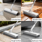Purexa Floor Scrub Brush with 55" Long Handle, 2-in-1 Floor Brush with Built-in Squeegee, Adjustable Angle Head and Stiff Bristles for Tile, Wood, Concrete & Textured Floor Cleaning