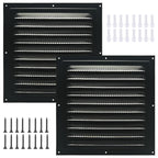 2pcs Attic Vent Soffit Vent Aluminum Wall Vent Metal Shed Vent Square Vent Louver Vent Grille with Built-in Insect Screen for Exterior Door House Attic Garage Ceiling (Black 12" x 12"-2 Pack)
