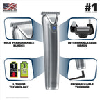 Wahl Stainless Steel Lithium Ion Plus - Beard Trimmer and Shaver for Men | Nose and Ear Hair Trimmer | US Version | Dual Voltage (Needs Plug Adapter) | Model 9864SS