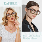 Kafirlo Oversized Reading Glasses For Women Readers Oprah Style Blue Light Blocking Computer Cheaters Designer Ladies Square Large Frame Stylish Fashion Funky Cute Trendy Big Head Best 3 Pack +1.50