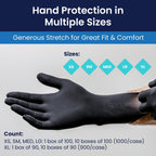 Adenna Phantom 6 Mil Latex Exam Gloves – Powder-Free, Textured Grip, Disposable, Medical Grade, Tattoo & Law Enforcement Use, Case of 900, X-Large, Black