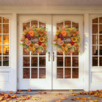 Fall Wreaths for Front Door 24 Inch Autumn Wreath with Sunflowers, Pumpkins