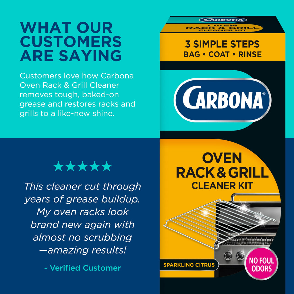 Carbona Oven Rack & Grill Cleaner | Eliminates Thick Grease & Build-Up | Griddle & BBQ Cleaning Solution | 16.8 Fl Oz, 1 Pack