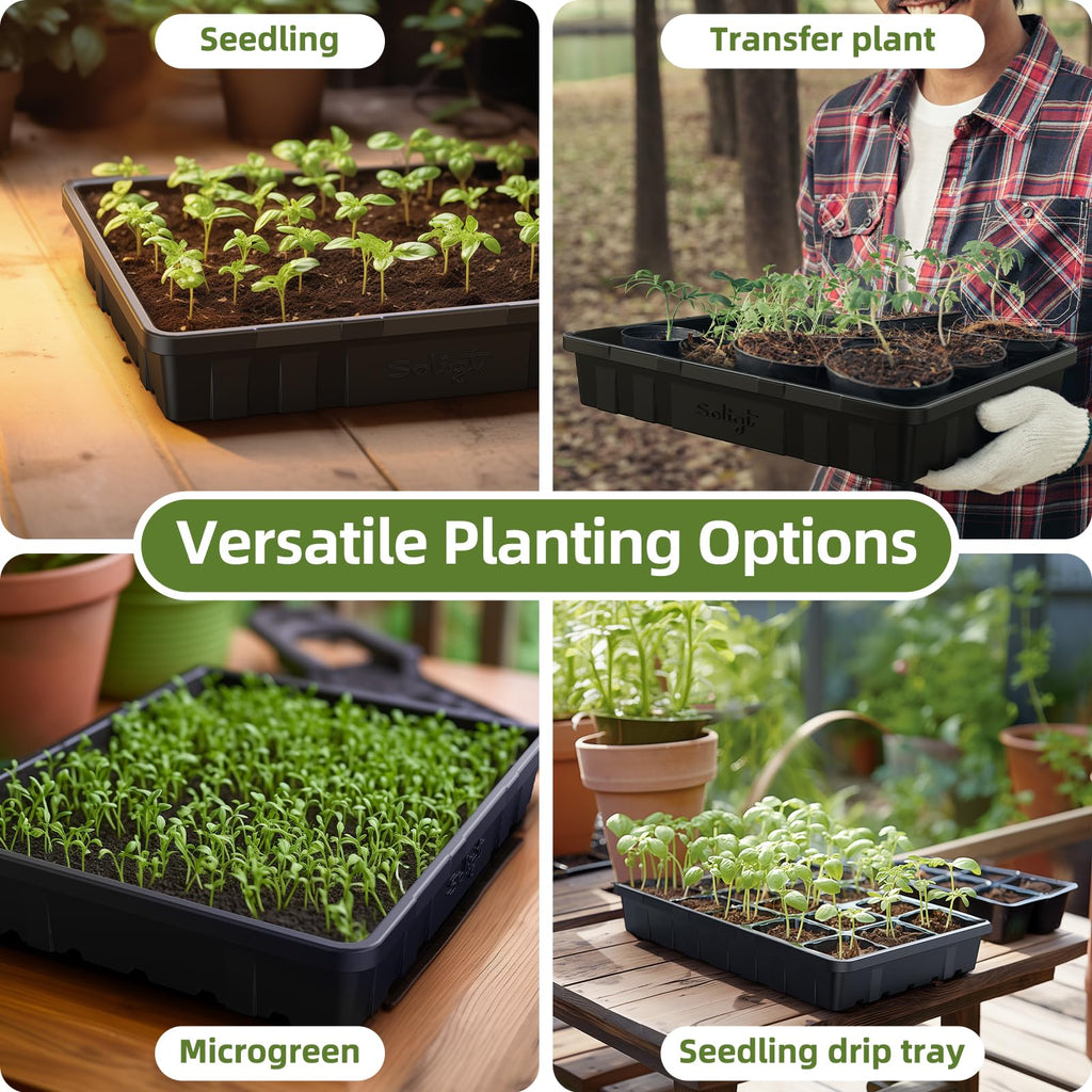 SOLIGT Extra Thick Heavy Duty 10 Pack Seed Starting Trays 14 * 10.8 * 2.3"