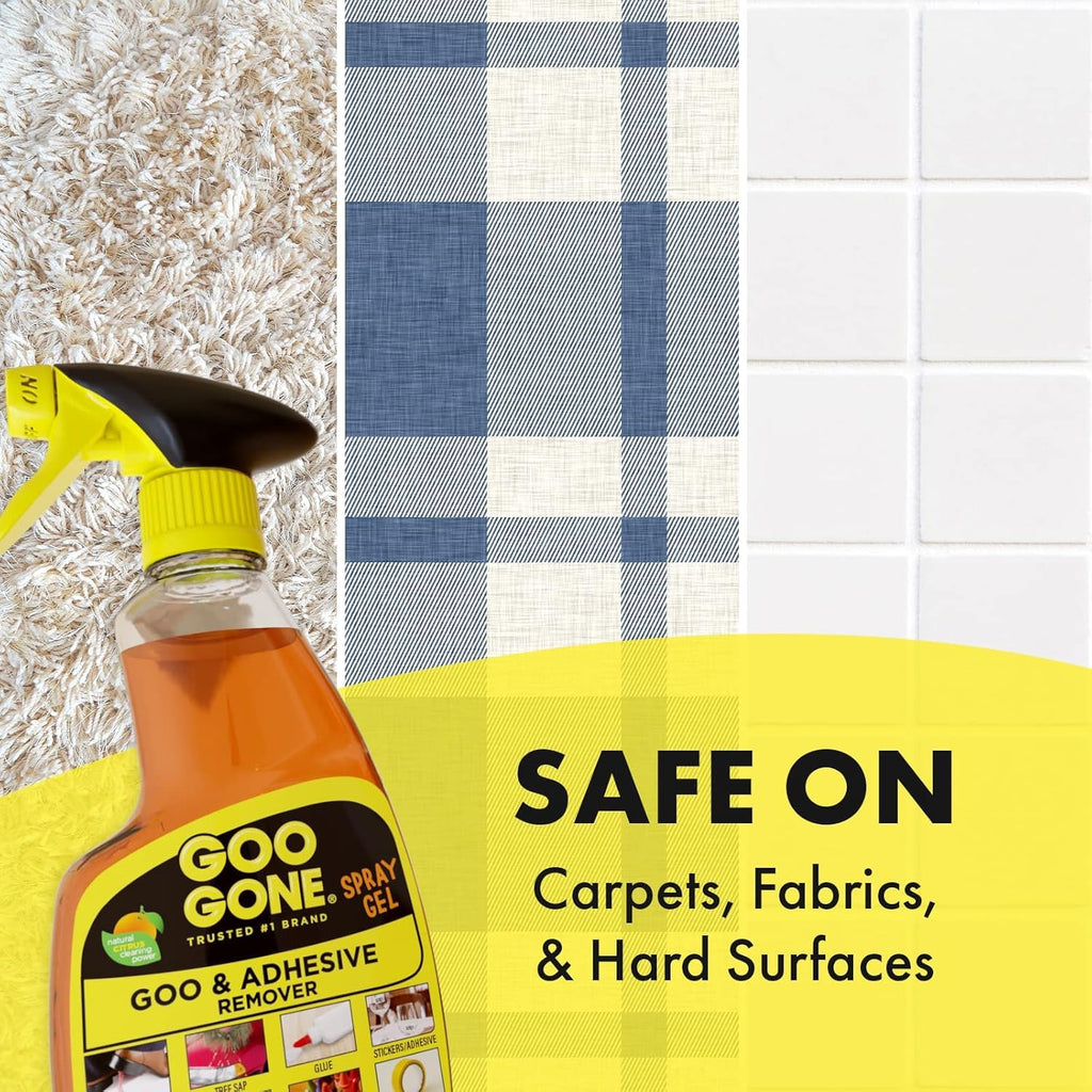 Goo Gone Adhesive Remover Spray Gel 12 Oz with Scraper, Surface Safe