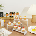NEETBU White Matte Metal Display Stand,8 Pcs 2 Set Display Risers, Metal Rectangular Display Shelf Holders for Showcase, Dessert, Perfume, Vendor Events, Cupcake Stands, Toys Display Shelves ( 8Pcs-White, 7”L~8”L~9”L )