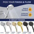 HammerHead Showers® Solid Metal Handheld Shower Head with Hose and Brass Holder - CHROME - 2.5 GPM High Pressure Shower Heads with Adjustable Shower Wand Bracket - 6ft Flexible Extension