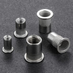 Wensilon 200Pcs Rivet Nut M6 Metric Stainless Steel 304 Finish Flat Head Rivnut Threaded Insert Nut Knurled Body