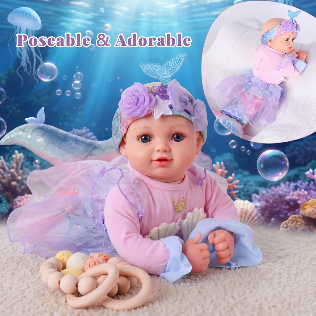 BABESIDE 15 Inch Mermaid Baby Doll Girl with Removable Set and Accessories