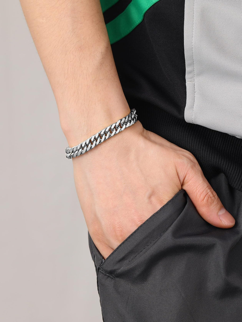 ChainsHouse Stainless Steel Cuban Chain Bracelet for Men 8 mm 8.3"