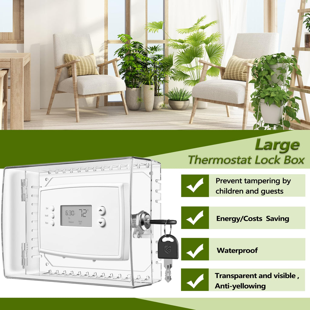 6 PCS Thermostat Lock Box with Key, Large Thermostat Cover with Lock for Thermostat on Wall, AC Control Lock Box Cover with Key, Air Conditioner Lockbox Fits Thermostats 5" H x 6" W or Smaller