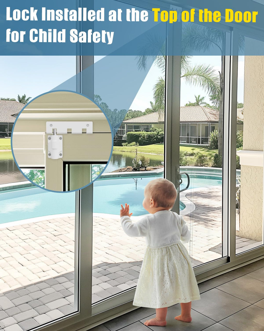 Sliding Glass Door Lock Window Locks 2 Pack Childproof Safety Lock Horizontal Sliding Door Security Bar Keyless Patio Foot Locks for Front Door Latch Stoppers from Inside Bedroom Apartment Essentials