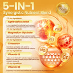 VivoNu Aged Garlic Extract Capsules, 10500mg Odorless Garlic Supplements with Magnesium, Chromium, B1 & B9, Supports Immune Health & Heart Function| 2 Years Matured | 300 Softgels