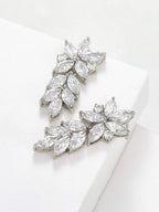 SWEETV Marquise Wedding Earrings for Brides, Silver Bridal Bridesmaid Earrings for Wedding, Cubic Zirconia Dangle Drop Earrings for Women