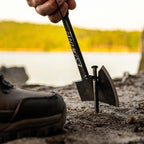 ESTWING Camper's Axe - 14" USA Made Black Hatchet with Tent Stake Puller & Hi-Vis Orange Shock Reduction Grip - EO-25A
