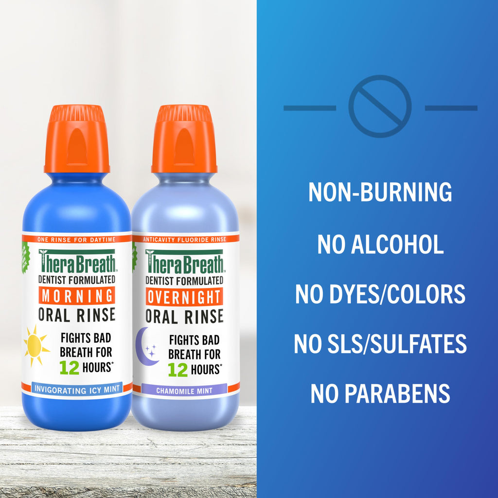 TheraBreath AM + PM Mouthwash Bundle, Morning & Overnight Rinses, 16 fl oz (2-Pack)