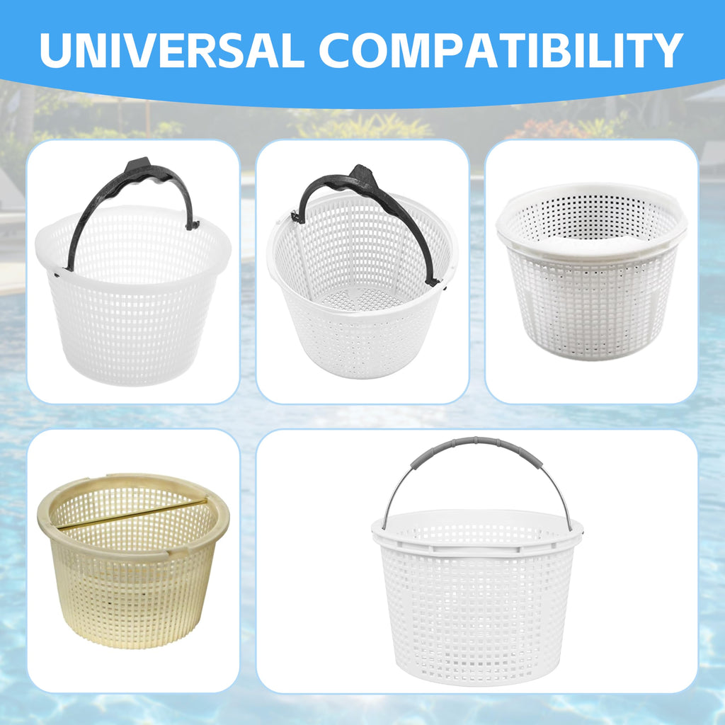 FSQLB 8" Pool Skimmer Basket Replacement for Waterway 542-3240 Renegade Skimmers | Built-in Weight, 316 Stainless Steel Handle with Rubber Grip (1 Pack)
