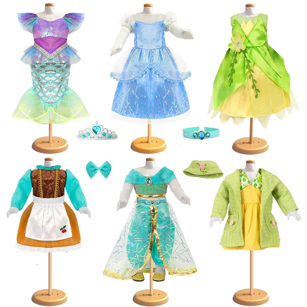 WONDOLL 18 inch Doll Clothes Accessories - 6Pcs Different Fairytale Costume Dress