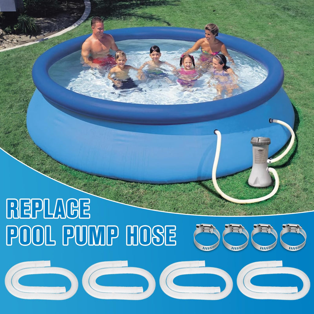 Pool Hoses for Above Ground Pools,1.25 x 59 Inch Pool Filter Hose,Compatible with Intex Filter Pump 607,637 With 8 Metal Clamps (4 Pack)(4)
