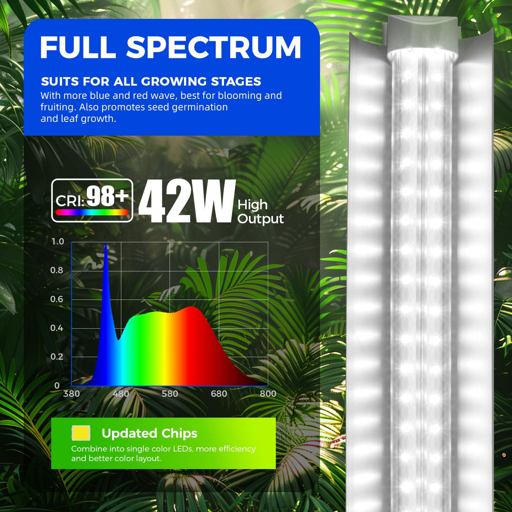 Barrina Plant Grow Lights, 4FT 5000K Full Spectrum Daylight White, 6 Packs