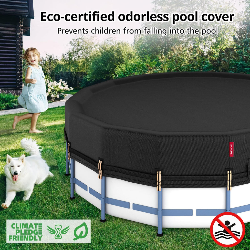 QH.HOME 20Ft Round Pool Cover,Super Windproof Ratchet Straps (1,500lb Break Strength)-Effective Installation/Removal,Pool Cover for Above Ground Pools,Snug Fit,Blocks Leaves, Sun & Water
