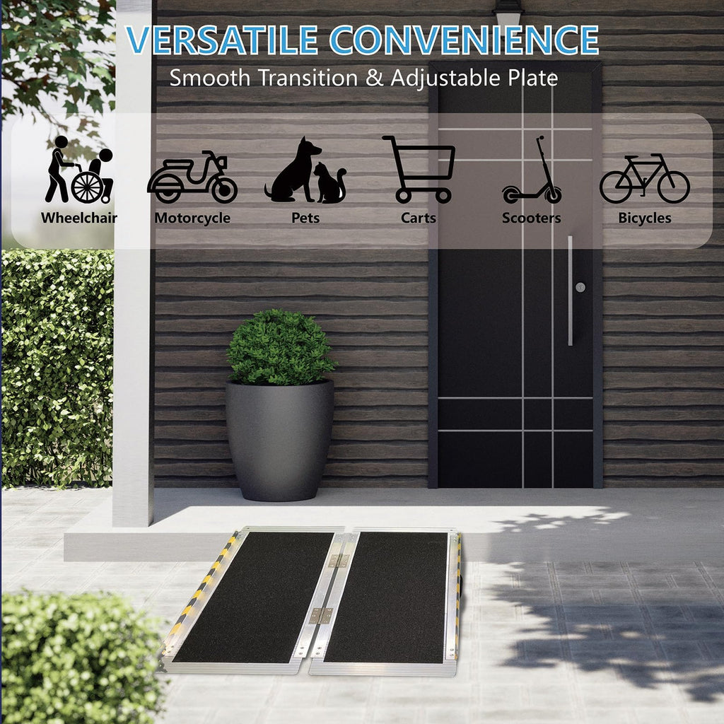 3FT Portable Wheelchair Ramp, Non-Slip Aluminum Folding Handicap Ramp, 800 LBS Capacity Door Threshold Ramps for Home Steps, Scooter Ramp for Car, Doorways, Curbs, Stairs, Cart, Wheel Chair Steps