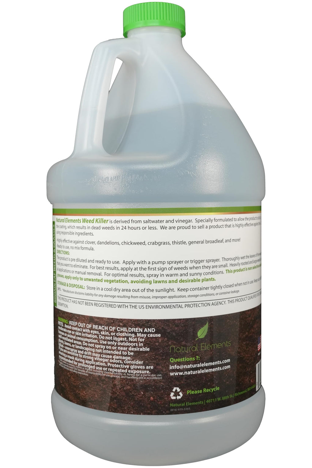 Natural Elements Weed Killer | Pet Safe, Safe Around Children | Natural Herbicide (1 Gallon)