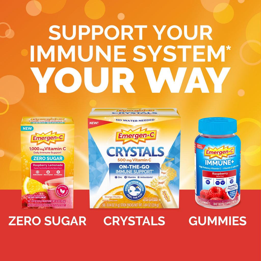 Emergen-C Elderberry Gummies, Elderberry Immune Support Natural Flavors with High Potency Vitamin C, Back to School Essentials - 36 Count