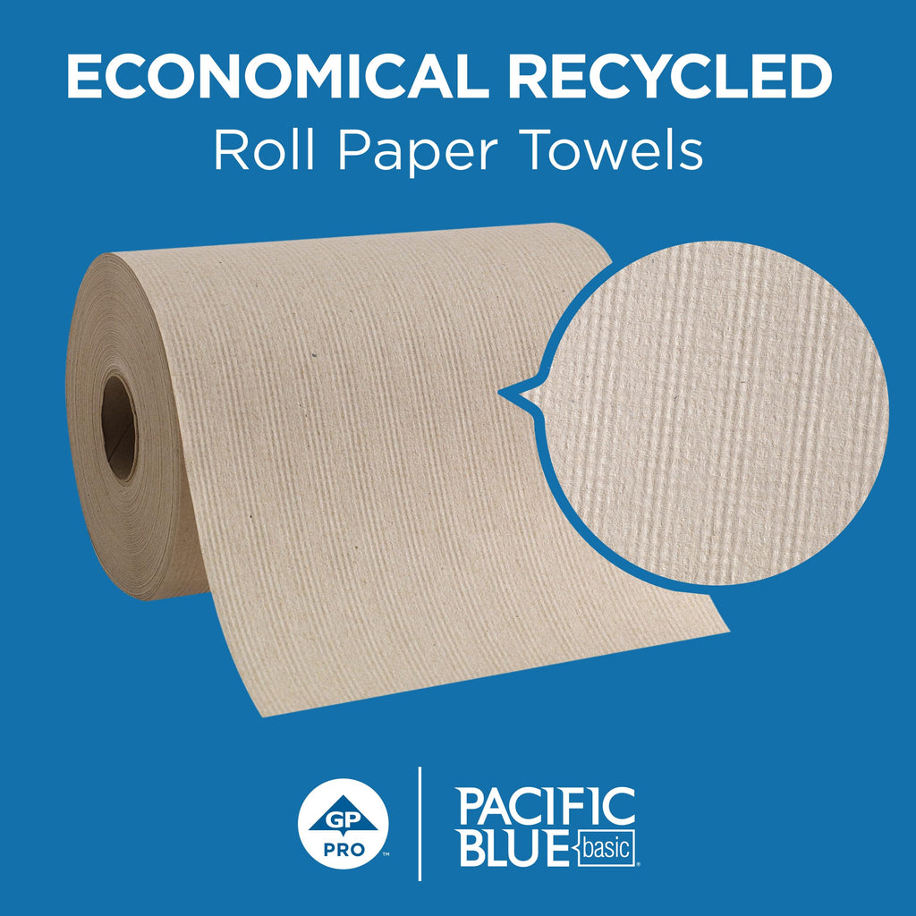Georgia-Pacific Pacific Blue Basic Recycled Hardwound Paper Towel Rolls by GP PRO (Georgia-Pacific); Brown; 26301; 800 Feet Per Roll; 6 Rolls Per Case