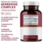 PLANT.O NUTRITION Berberine Supplement - 10xHigher Absorption Berberine HCI Complex with Bitter Lemon & Banaba Leaf - Cholesterol & Metabolic Clinically Researched Support - 60 Capsules Non-GMO